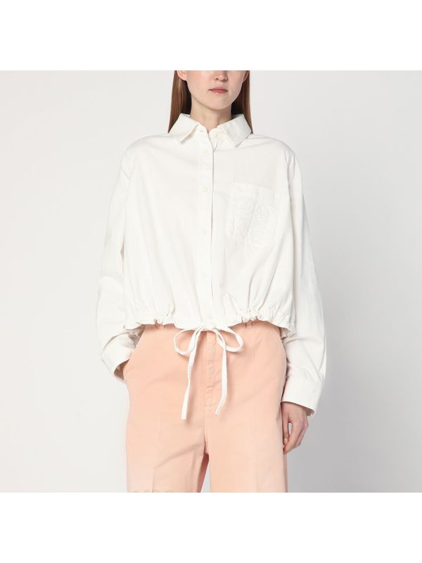 Anagram Embroidered Drawstring Denim Shirt