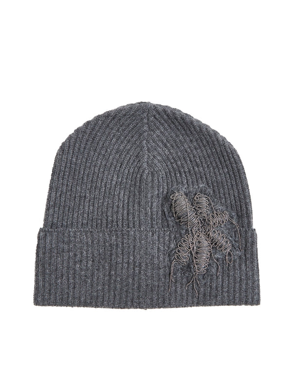 Flower Applique Cashmere
  Beanie