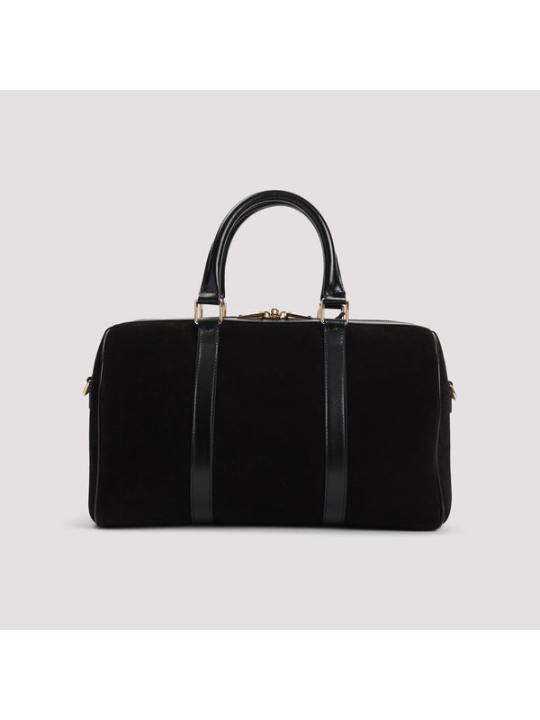 Padlock Detail Suede Boston Bag