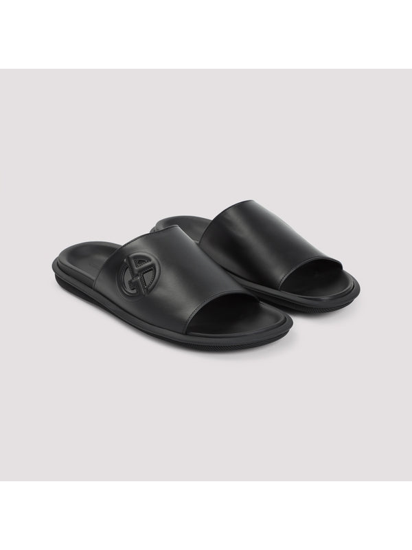 Logo Detail Leather Slides