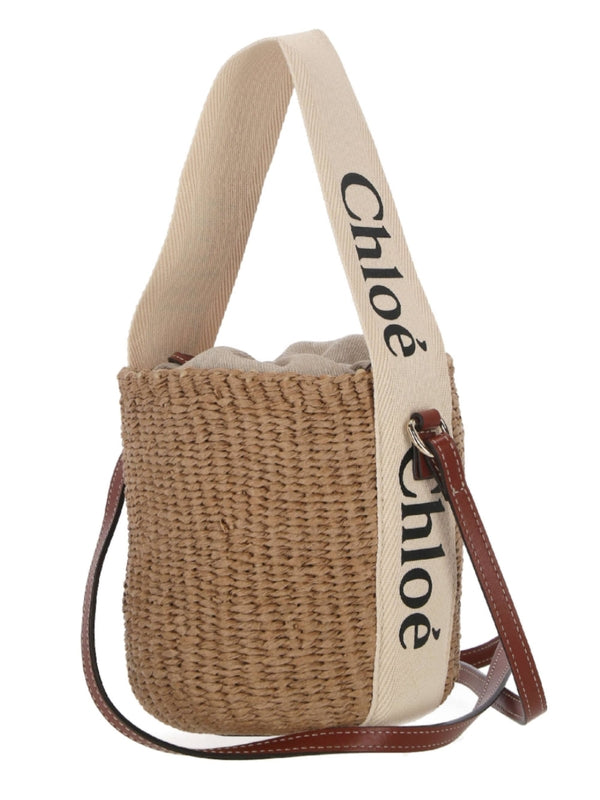 Woody Raffia Small Bucket Bag