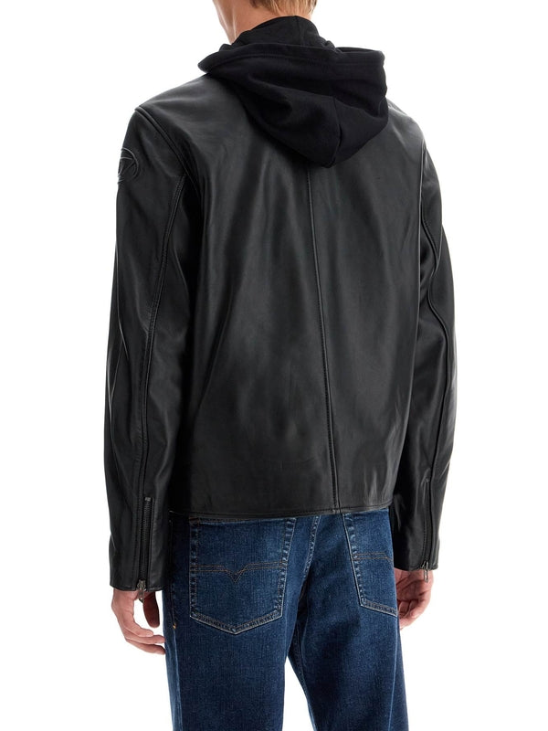 Carver Logo Leather Biker Jacket - Jente