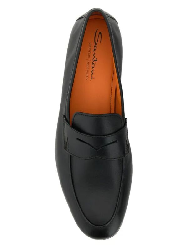 Black Leather Penny Loafers