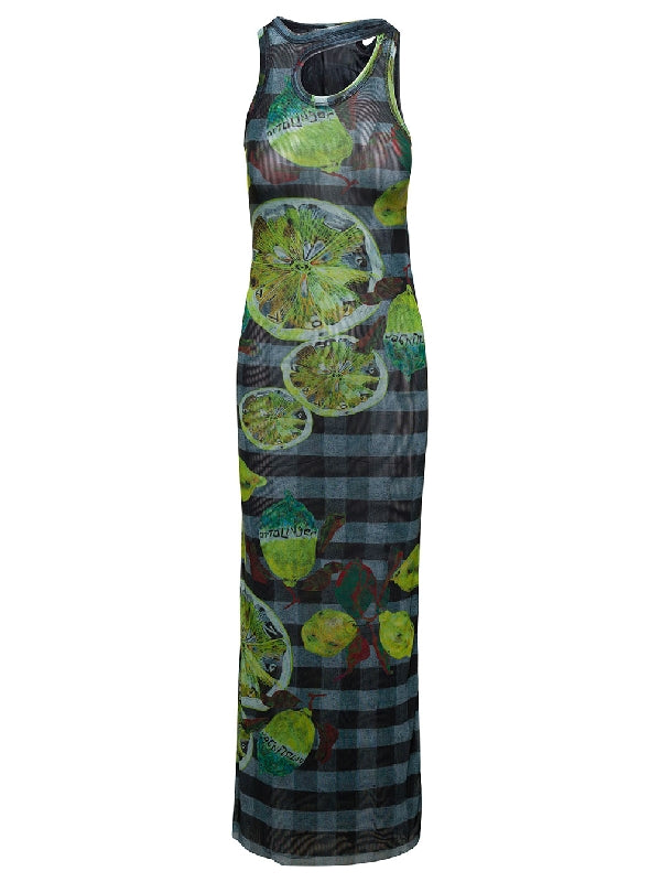 Lemon Printed Mesh Tank Dress