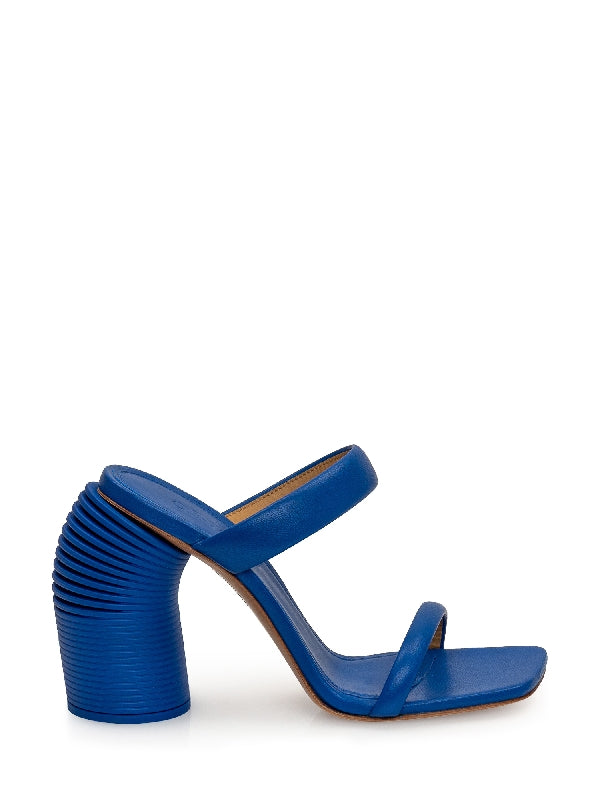 Spring Heel Detail Open Toe Leather
  Sandal Heel