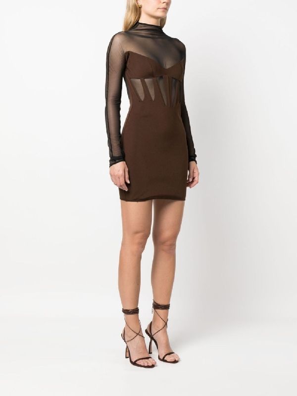 Sheer Panel Corset Dress