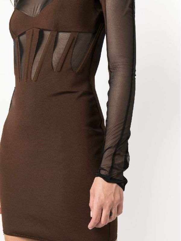 Sheer Panel Corset Dress