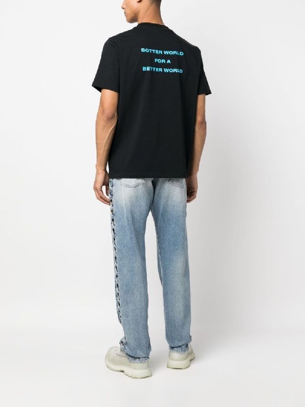 Dolphin Embroidery Slogan Printed T-Shirt