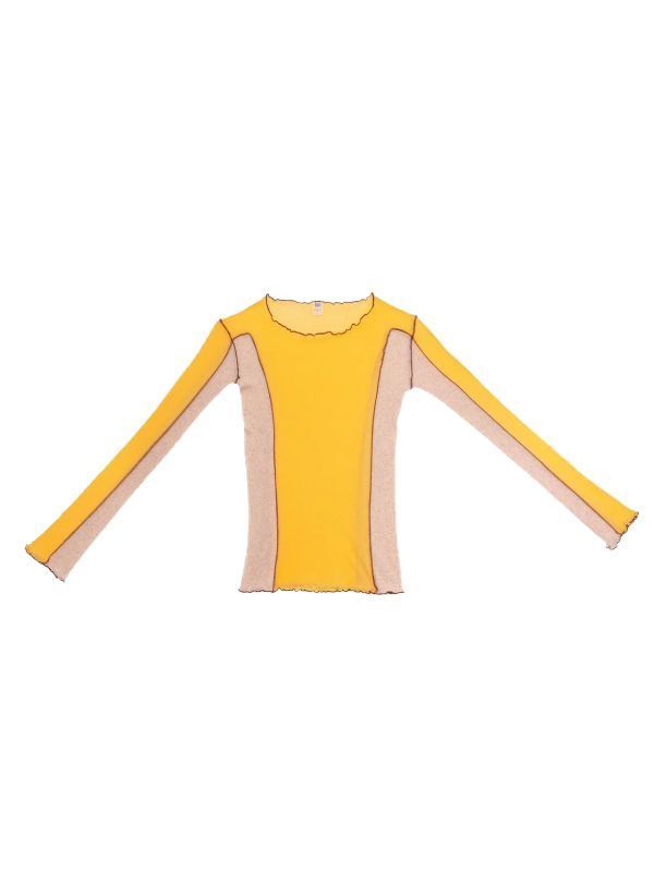 Line Detail Sheer Long Sleeve Top