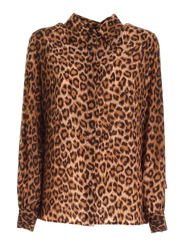 Animal Printing Ruffle Detail Shirt