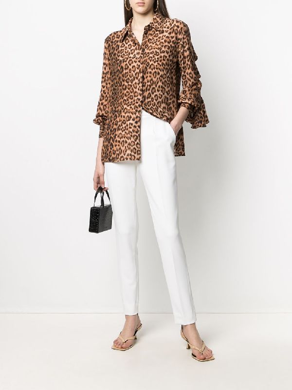 Animal Printing Ruffle Detail Shirt