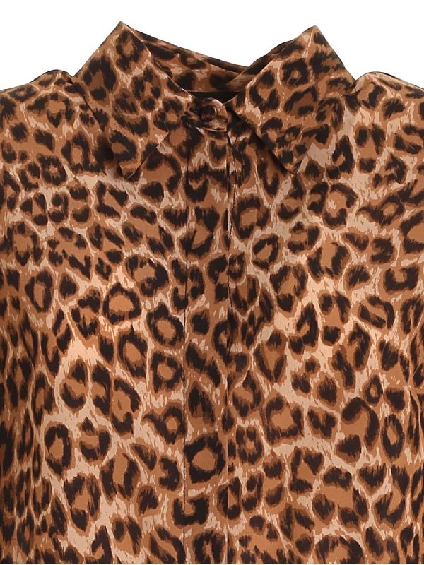 Animal Printing Ruffle Detail Shirt