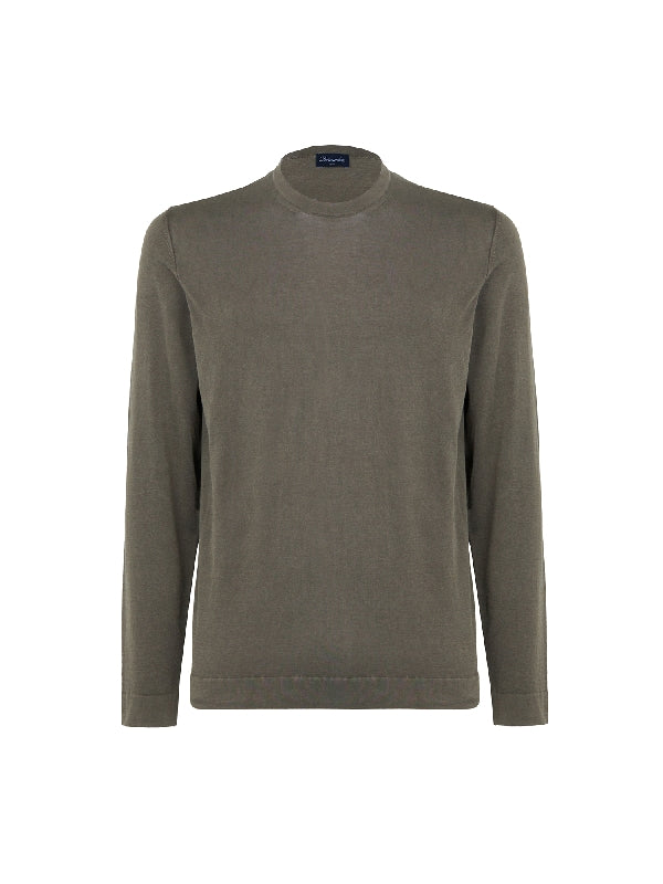 Crewneck Cotton Long Sleeve Top