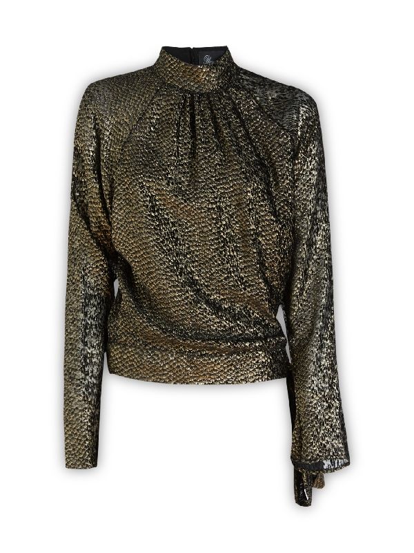 Metallic Backless Highneck Top