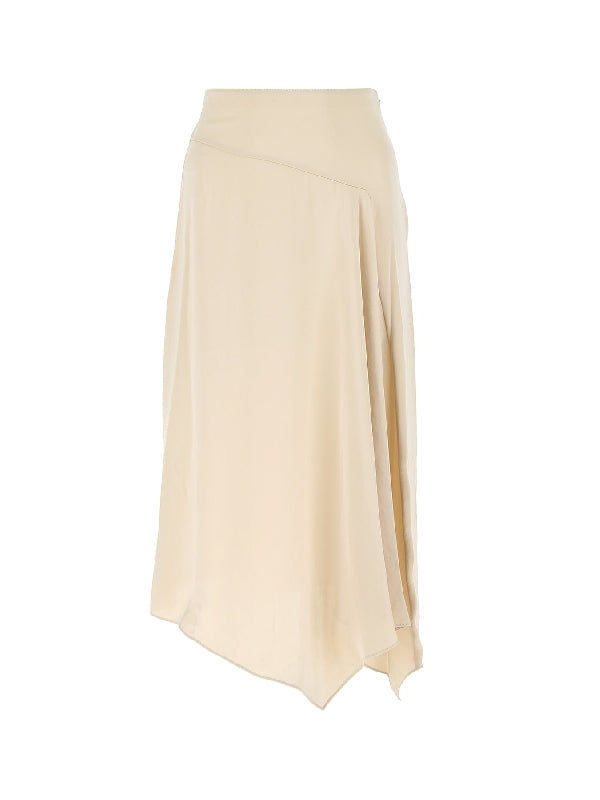 Crush Satin Asymmetric Drape Skirt