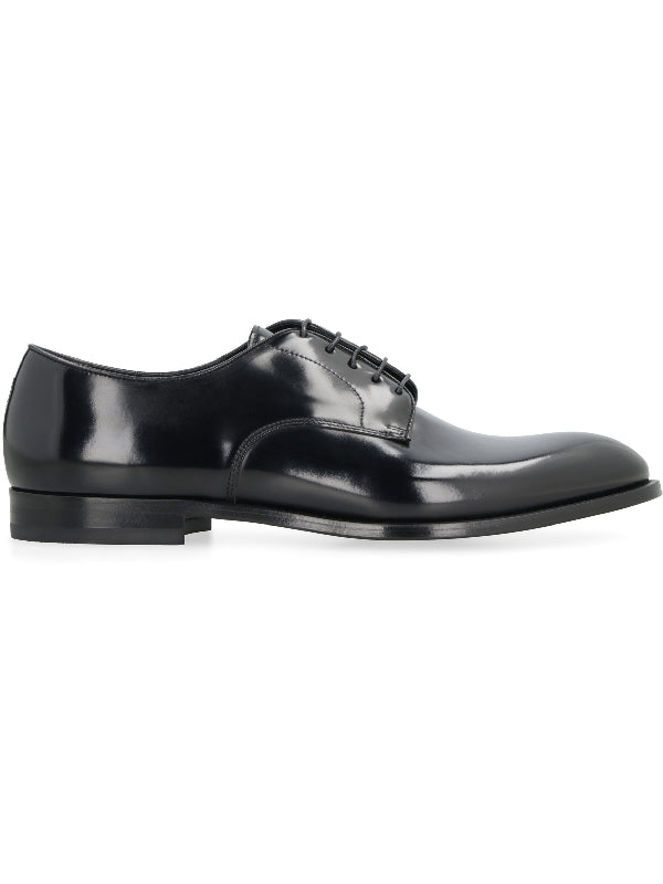 Black Leather Lace-Up Shoes