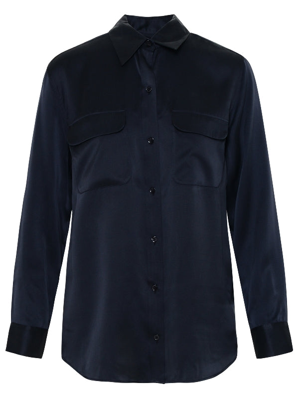 Flap Pocket Washed Silk Shirt