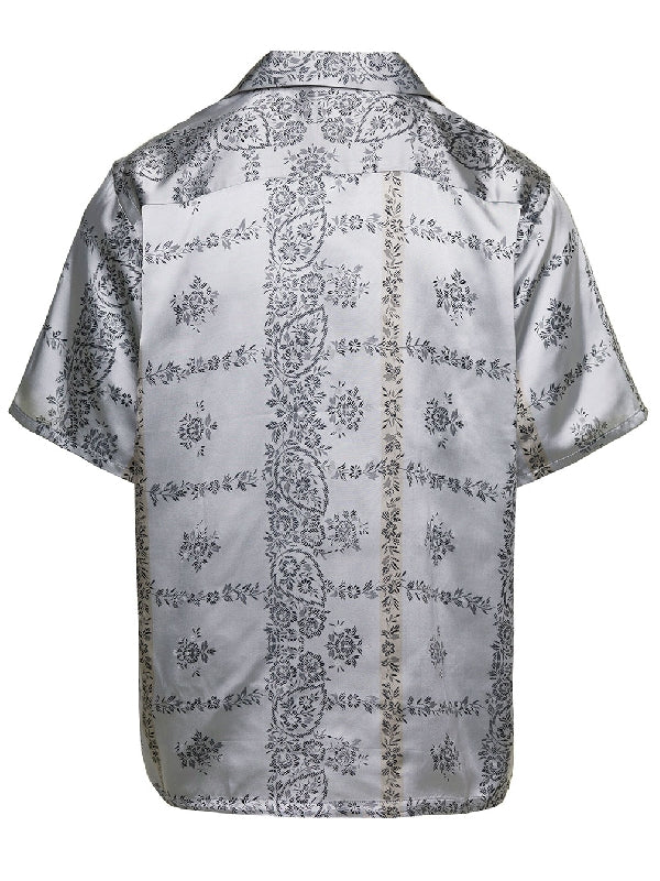 Flower Jacquard Satin Shirt