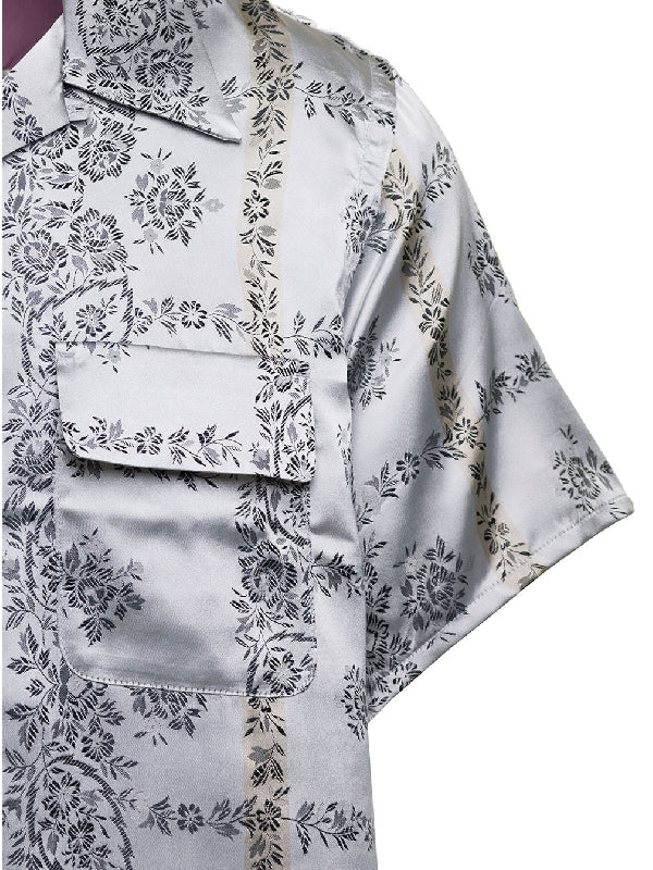 Flower Jacquard Satin Shirt