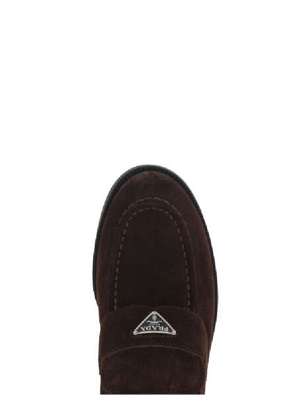 Triangle Logo Suede Loafers