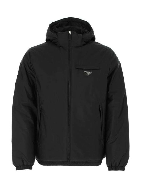 三角形徽标连帽羽绒夹克