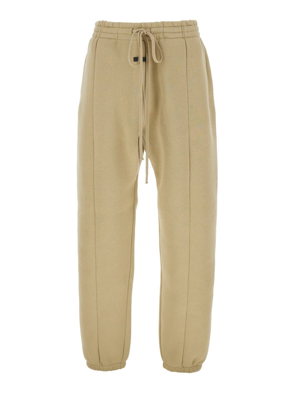 'Forum' Beige Pants with Elastic Drswstring Waist and Logo Patch on the Front in Cotton Blend Man Casual Pants