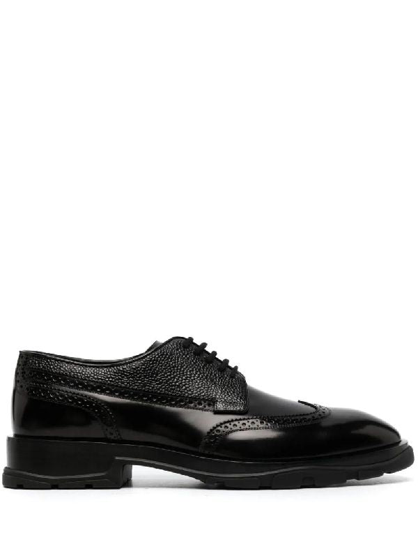 Brushed Textured Mix Lace-up Derby Shoes