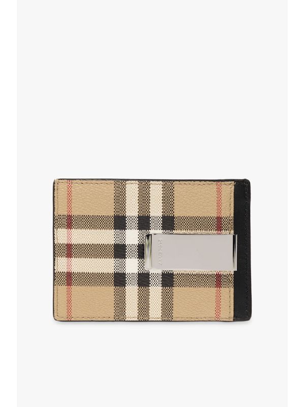 Vintage Check Money Clip Card Wallet