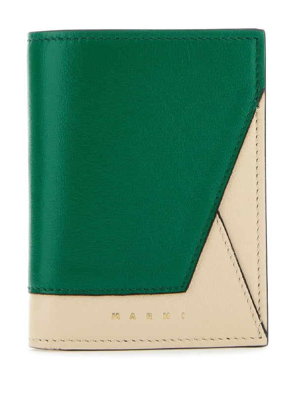 Bicolor Leather Trifold Wallet