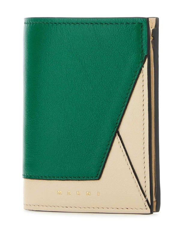 Bicolor Leather Trifold Wallet