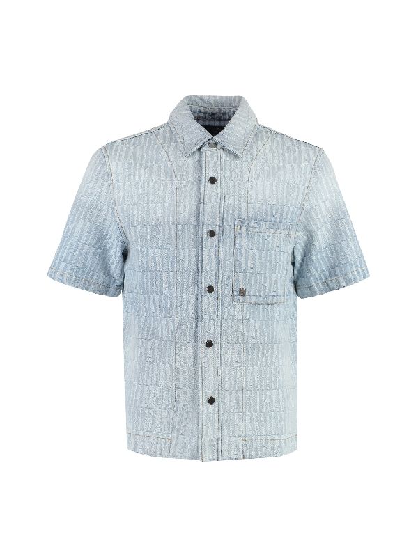 All-Over Logo Tape Jacquard Denim Shirt