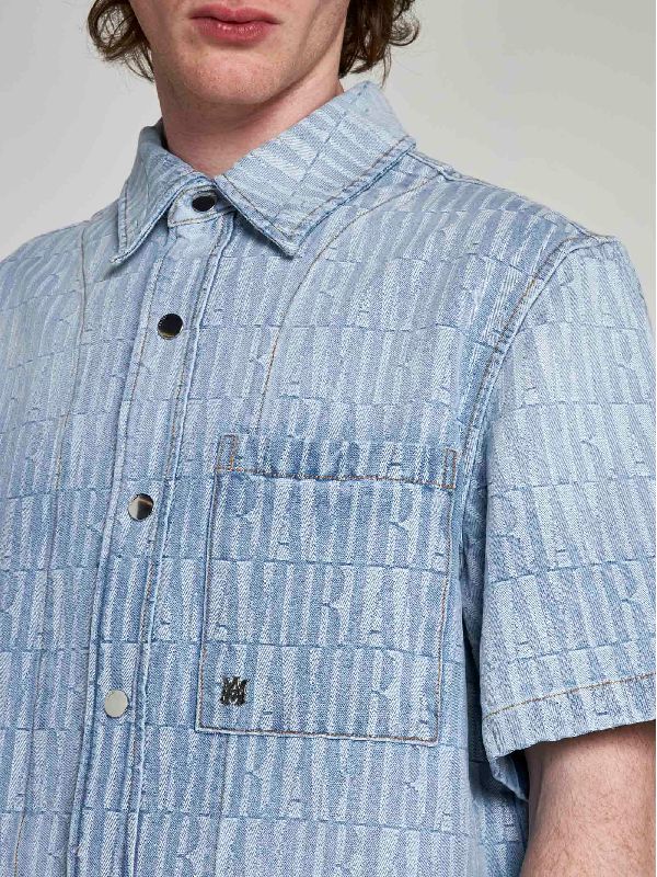 All-Over Logo Tape Jacquard Denim Shirt