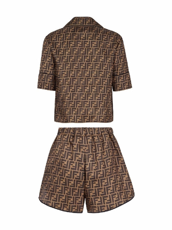 FF Pattern Silk Pajama Set