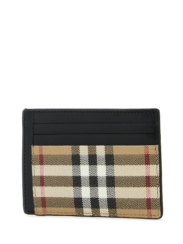 Vintage Check Money Clip Card Wallet