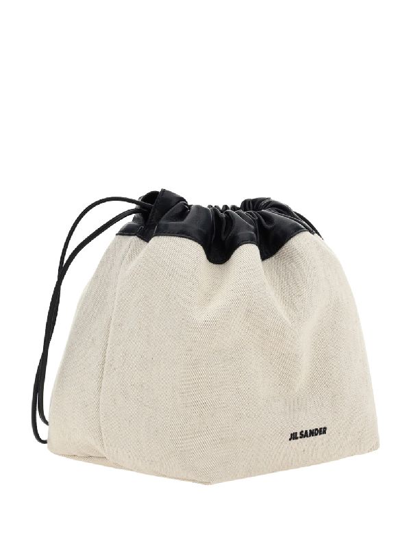 Canvas Leather Dumpling Bucket Bag