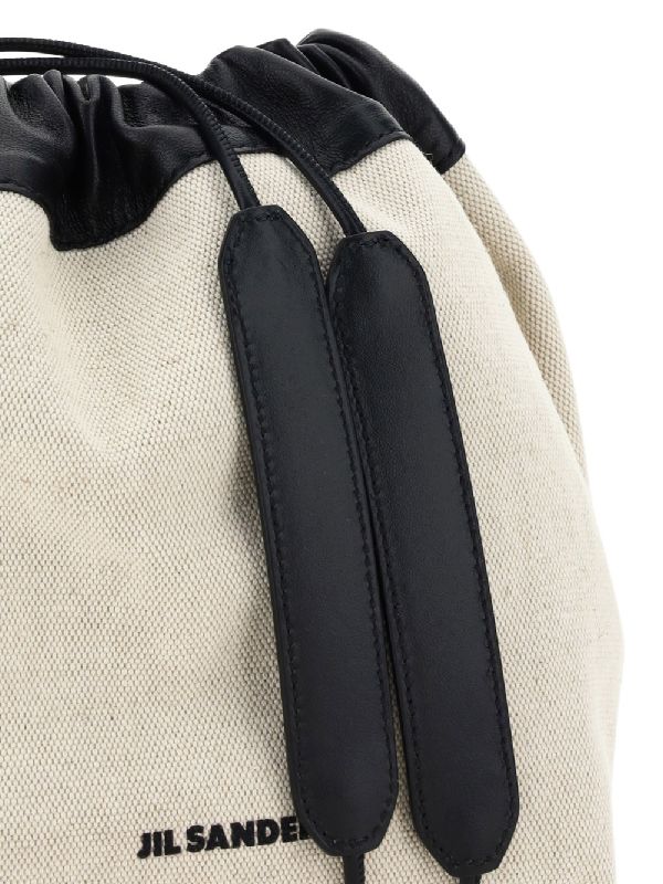 Canvas Leather Dumpling Bucket Bag