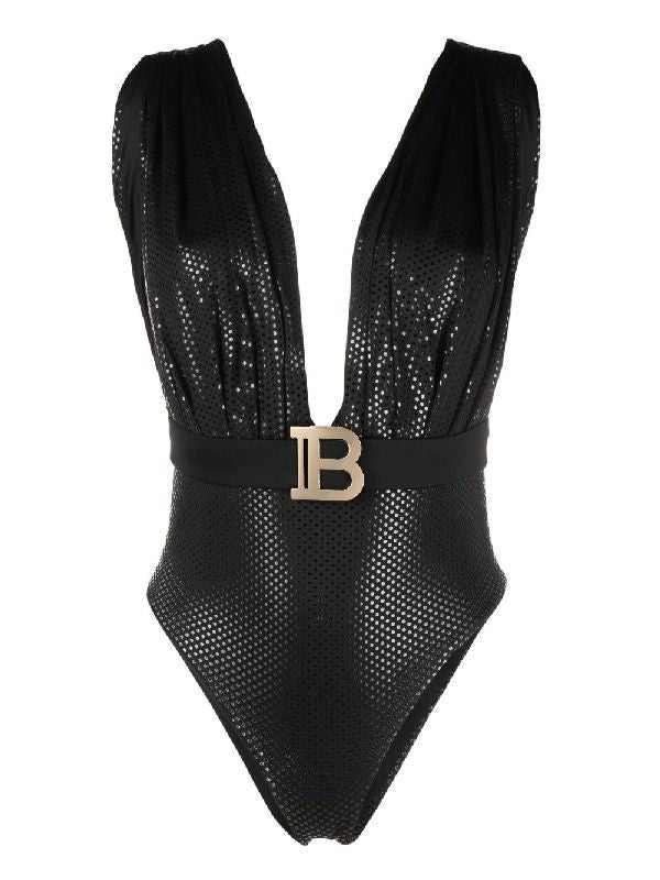 B Belt Metallic Swimsuit