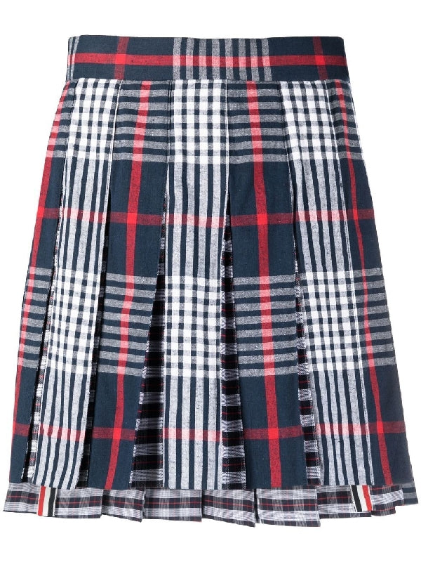 All Over Check Pleated Skirt