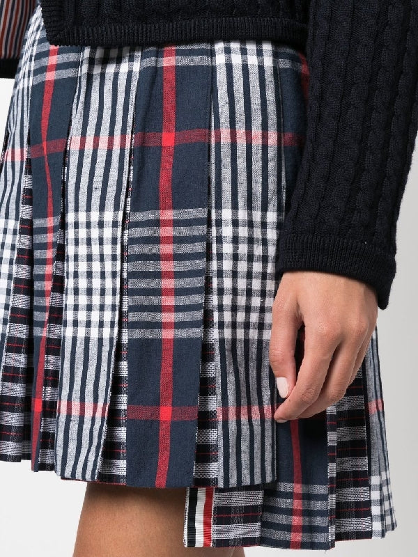 All Over Check Pleated Skirt