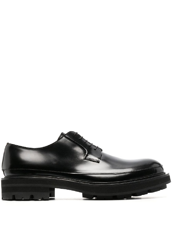 Black Calfskin Derby Shoes