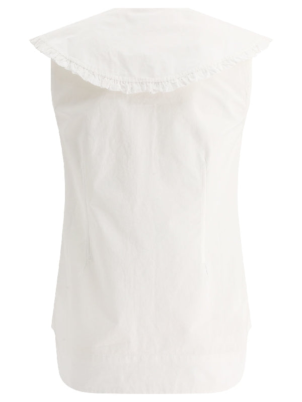 Wide Ruffle Collar Sleeveless Shirt