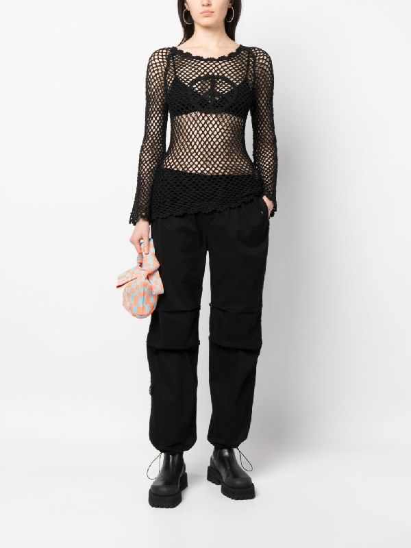 Peace Sign Fishnet Knit