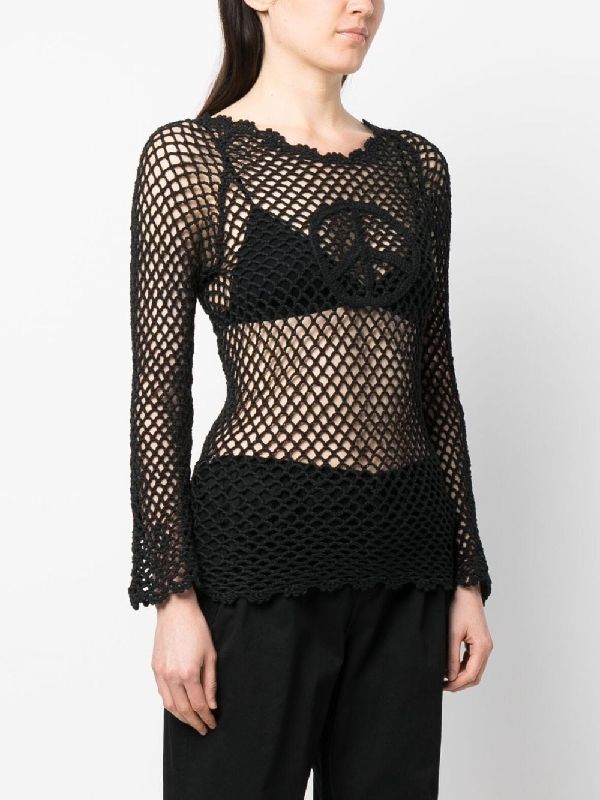 Peace Sign Fishnet Knit