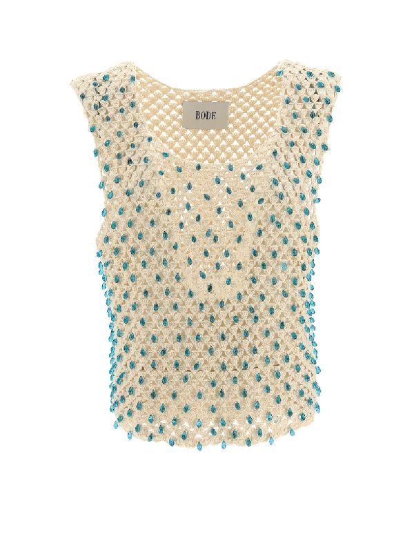 Bead Stone
  Decoration Crochet Knit Tank Top