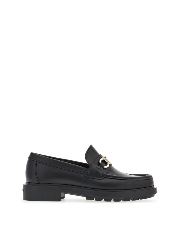 Gancini Buckle Leather Loafers