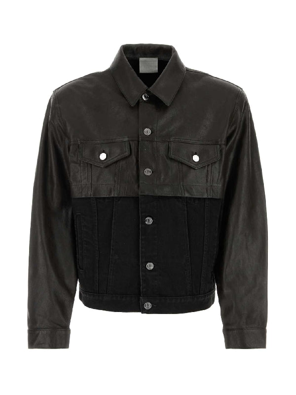 Leather Cotton Panel Jacket