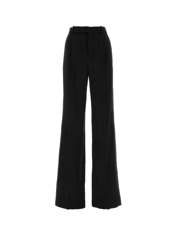 Black Wool High-waist Pants