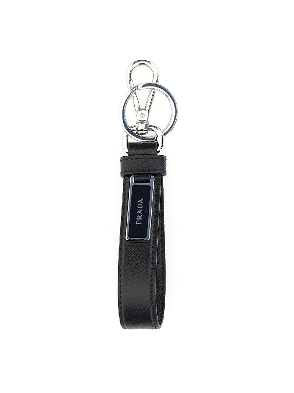 Logo Plaque Saffiano Keyring