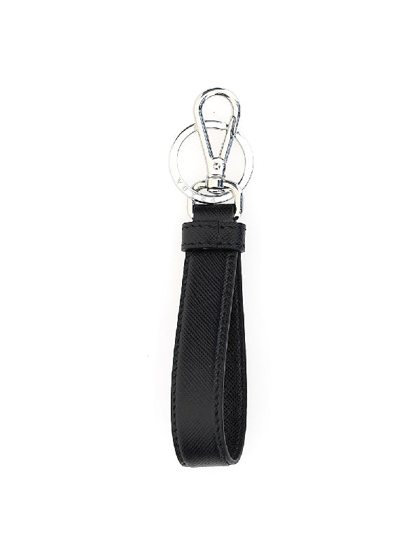 Logo Plaque Saffiano Keyring