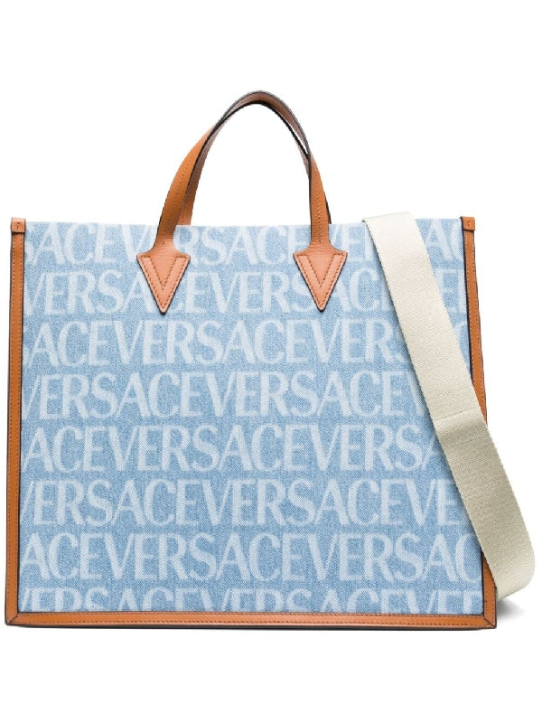 All-Over Logo Denim Tote Bag